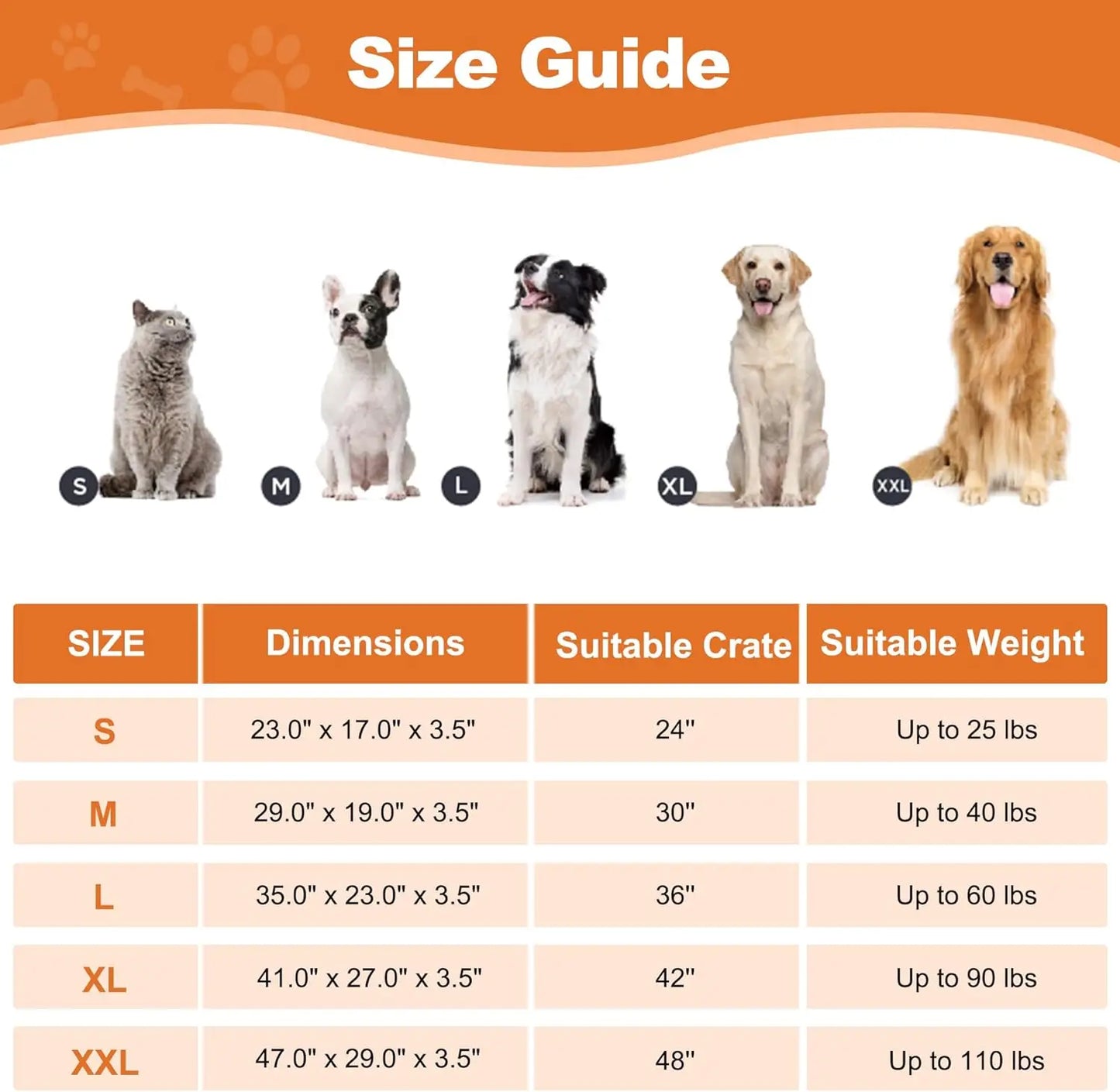 Deluxe Washable Dog Bed for Large Dogs, 35" x 23" Crate Mat, Comfy Fluffy Kennel Pad, Anti-Slip, Grey