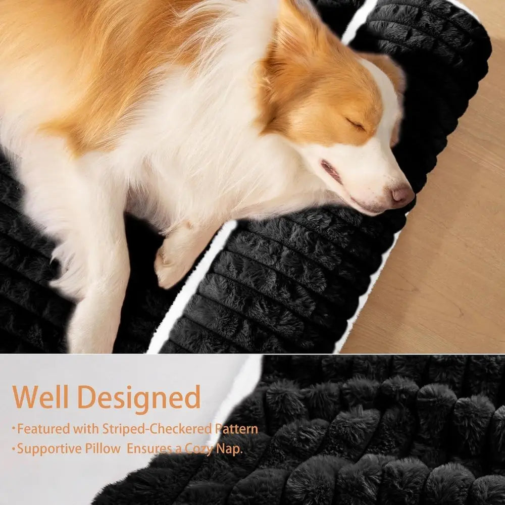 Large Orthopedic XL Dog Bed with Pillow, 48x30 Waterproof Comfortable Egg Crate Foam Pet Bed Mat, Removable Washable Cover, Non-