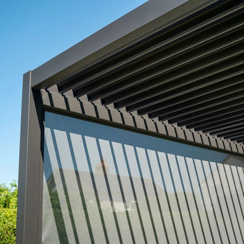 Bioclimatic Aluminum  Pergola 3x3m/10x10ft Manual flip louvered roof with manual roller blinds garden gazebo canopy