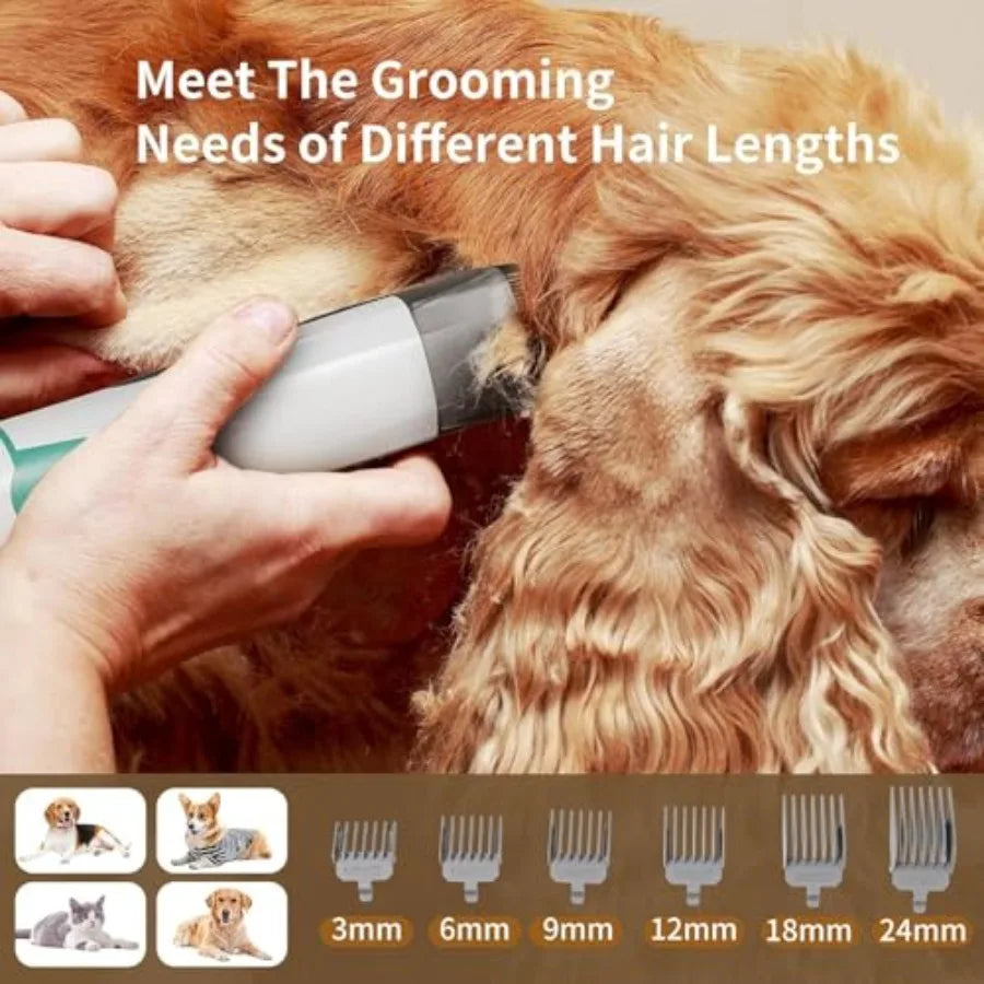 Dog Grooming Kit Pet Grooming Vacuum with Pet Clipper Nail Grinder Dog Hair Vacuum with 6 Pet Grooming Tools for Dogs Cats Shed