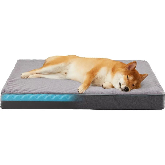 Large Orthopedic Dog Bed with Cooling Memory Foam, Washable Cover and Waterproof Liner (35x 22) pet furniture and beds dog bed