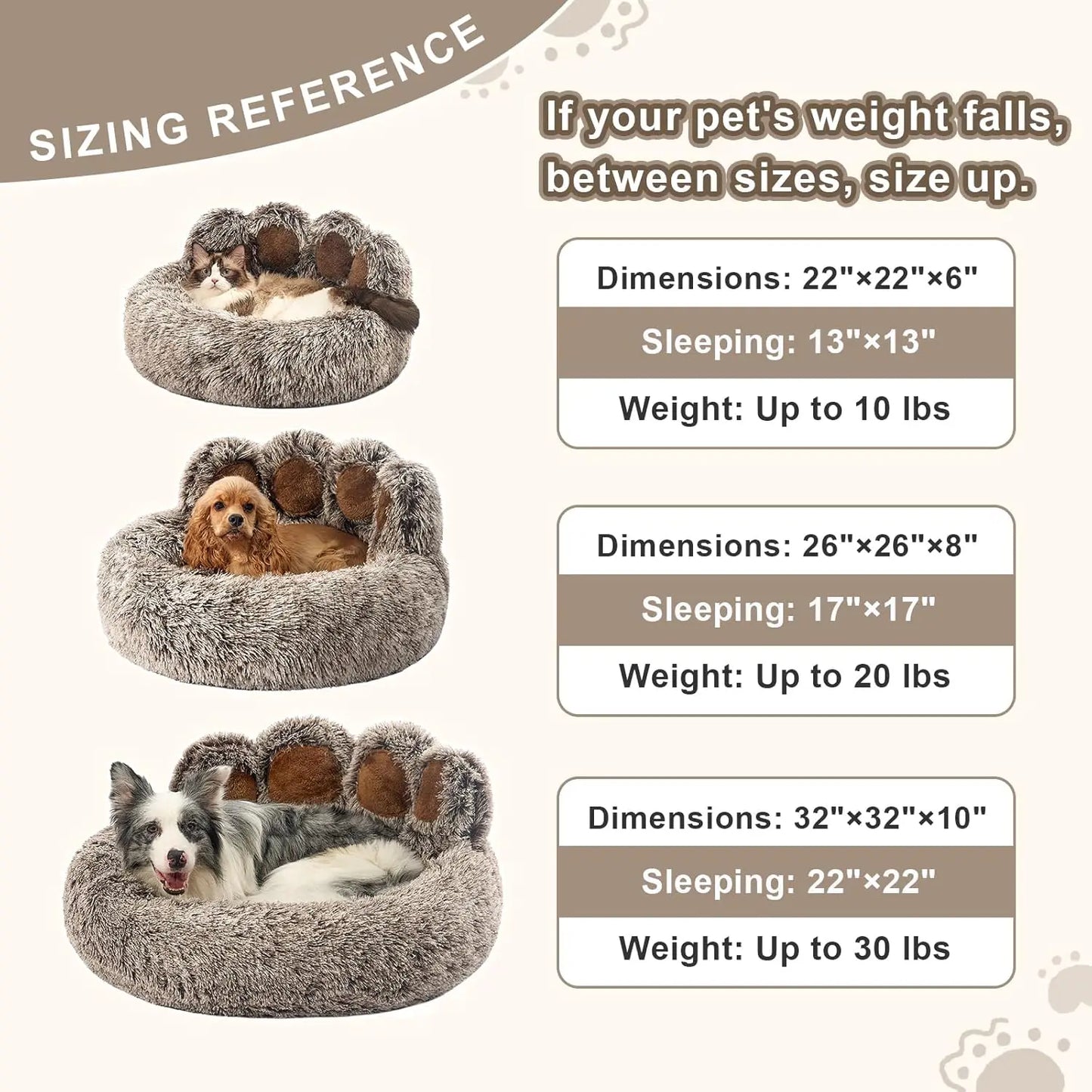 Plush Faux Fur Donut Pet Bed for Dogs & Cats, Machine Washable Non-Slip Bottom, Medium Gray