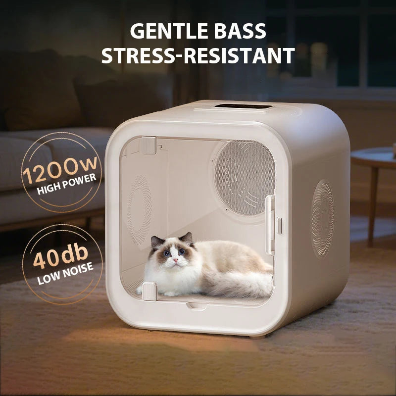 Ultra Quiet Pet Dryer Box, Portable Low Noise Cat Dog Blower Dryer Machine, Large Capacity Pet Grooming Hair Dryer for Home Use